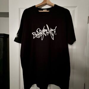 Supreme Black Tee with White Script Design